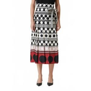 NEW VALENTINO polka dot midi silk skirt in black and white
